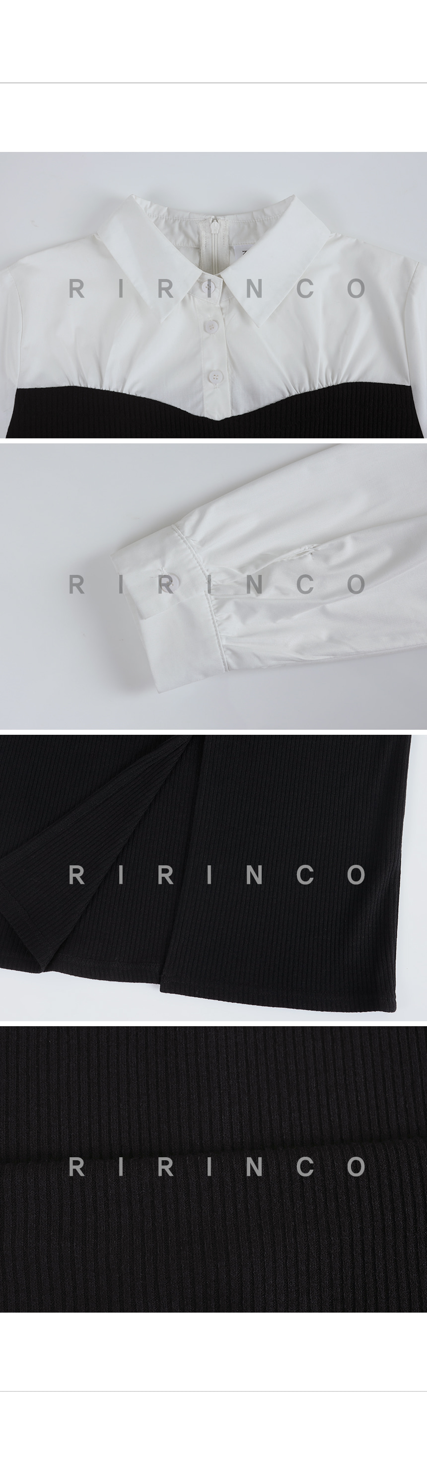 RIRINCO シャツ配色ニットロングワンピース